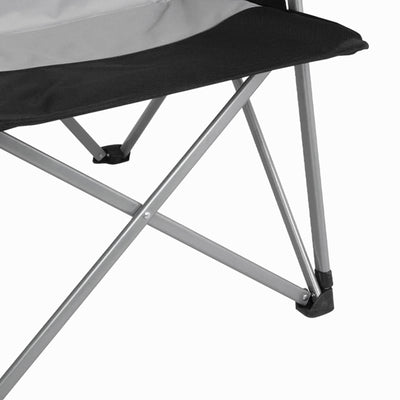 KingCamp Padded Outdoor Camping Lounge Chair with Cupholder & Pocket, Black/Grey - VMInnovations