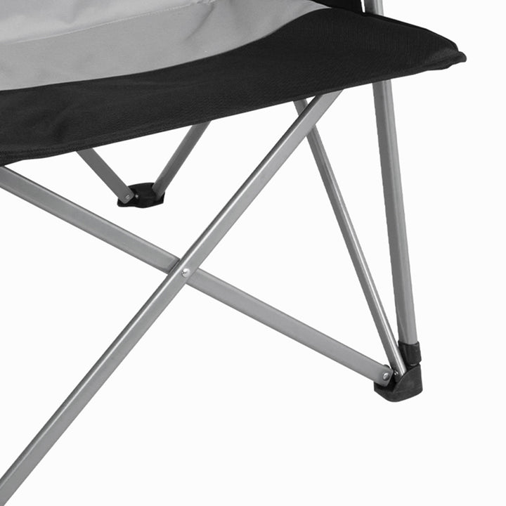 KingCamp Padded Camping Lounge Chair w/ Cupholder & Pocket, Black/Grey(Open Box) - VMInnovations