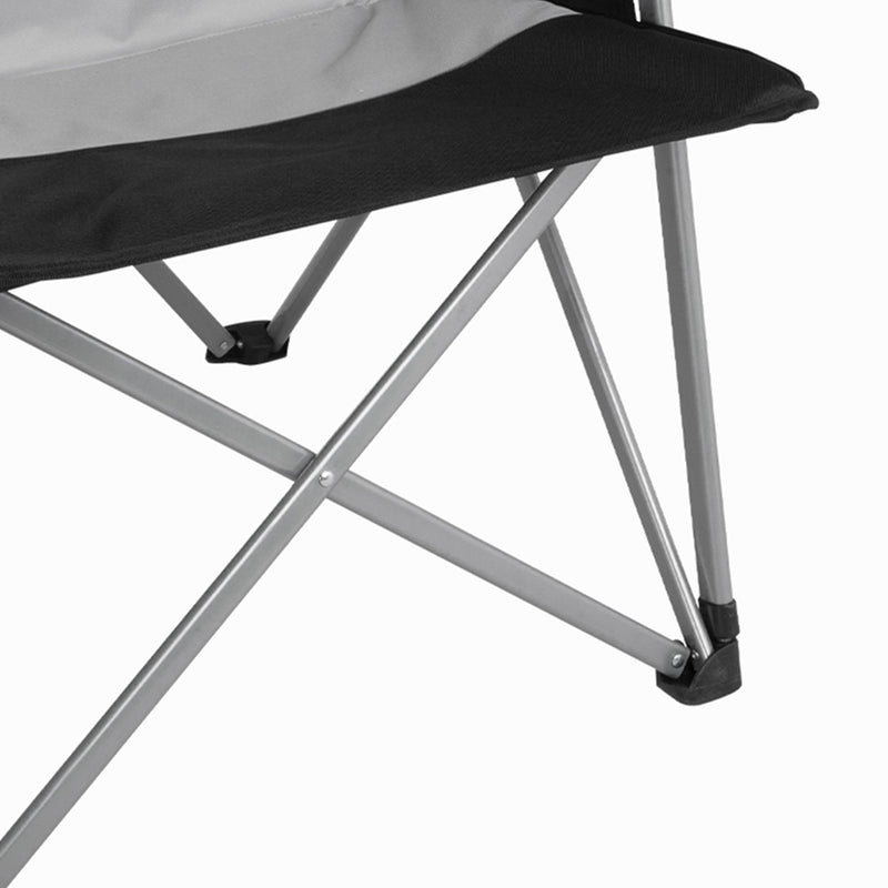 KingCamp Padded Camping Lounge Chair with Cupholder & Pocket, Black/Grey (Used)