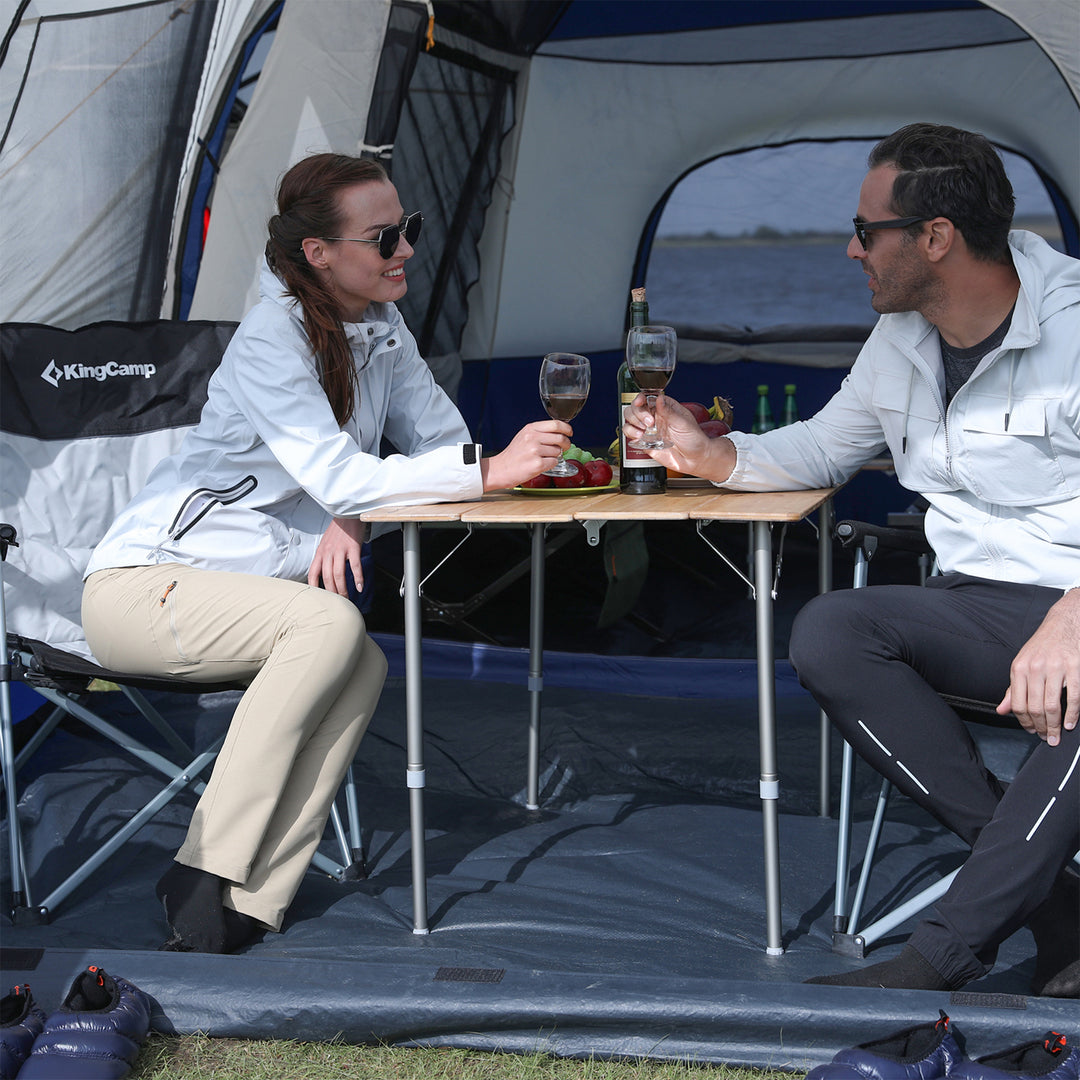 KingCamp Padded Camping Lounge Chair with Cupholder & Pocket, Black/Grey (Used) - VMInnovations