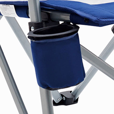 KingCamp Padded Camping Lounge Chair w/ Cupholder & Pocket, Blue/Grey (Open Box) - VMInnovations