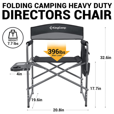 KingCamp Outdoor Folding Chair with Table & Pockets, Black/Grey (2pk)(For Parts)