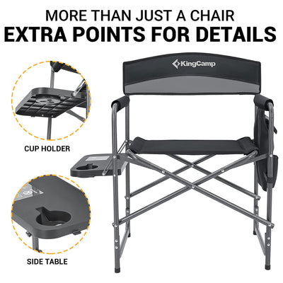 KingCamp Outdoor Folding Chair with Table & Pockets, Black/Grey (2pk)(For Parts) - VMInnovations