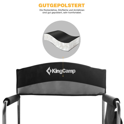 KingCamp Outdoor Folding Chair with Table & Pockets, Black/Grey (2pk)(For Parts) - VMInnovations