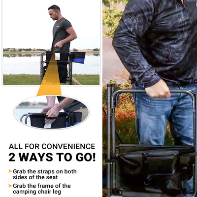 KingCamp Outdoor Folding Chair w/ Table & Pockets, Black/Blue (2 Pack) (Used) - VMInnovations
