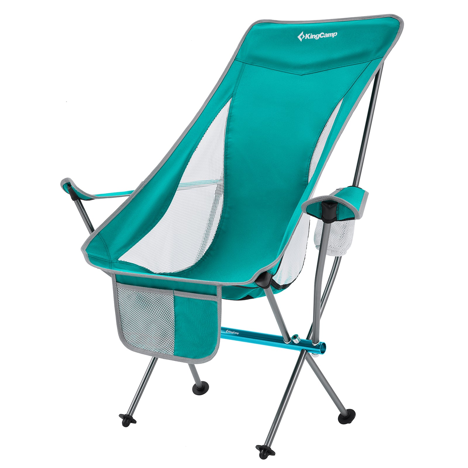 KingCamp Lightweight Highback Camping Lounge Chair, Cyan (Open Box) - VMInnovations
