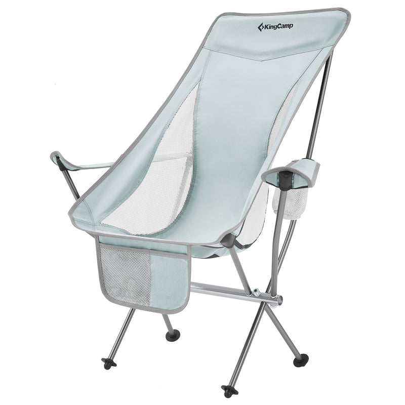 Lightweight Highback Camping Lounge Chair with Cupholder & Pocket, Grey (Used)