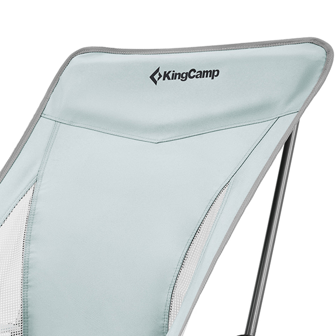 KingCamp Lightweight Highback Camping Lounge Chair with Cupholder & Pocket, Grey