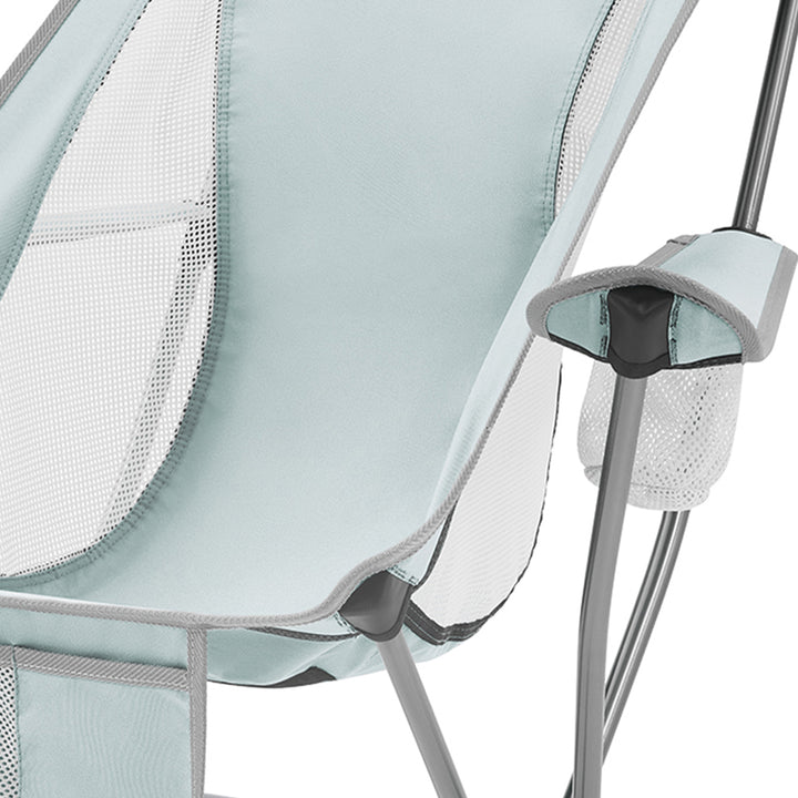 KingCamp Lightweight Highback Camping Lounge Chair with Cupholder & Pocket, Grey