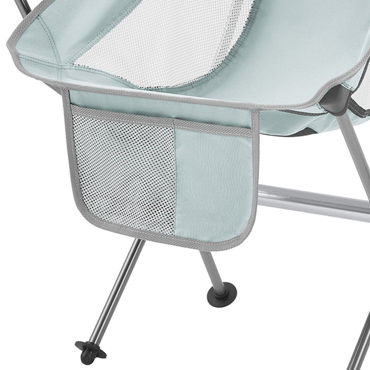 Lightweight Highback Camping Lounge Chair with Cupholder & Pocket, Grey (Used) - VMInnovations