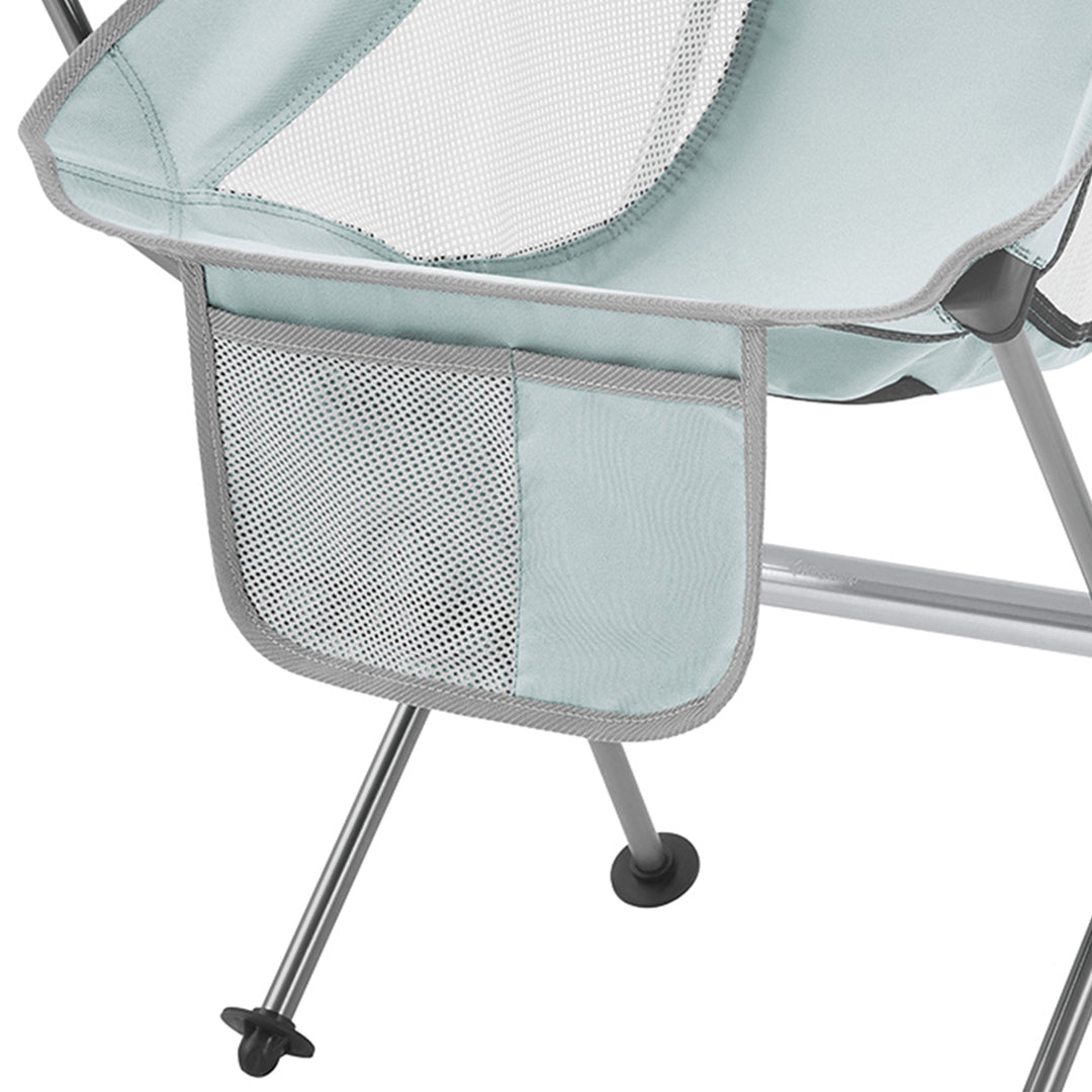 KingCamp Lightweight Highback Camping Lounge Chair with Cupholder & Pocket, Grey