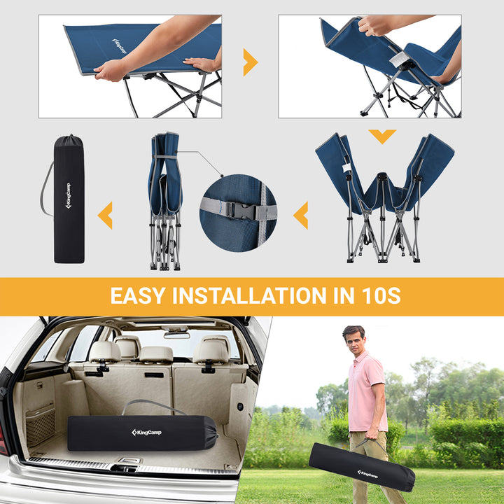 King Camp Portable Outdoor Camping Cot w/ Multi Layer Side Pocket (Open Box) - VMInnovations