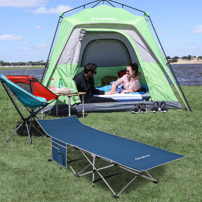 King Camp Portable Outdoor Camping Cot w/ Multi Layer Side Pocket (Open Box) - VMInnovations