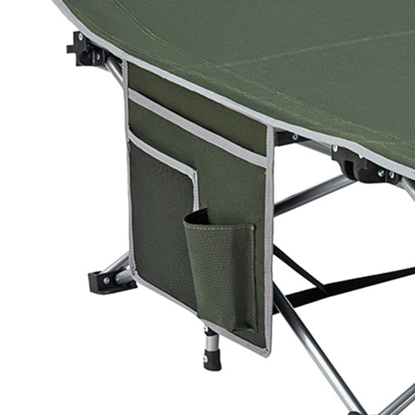 KingCamp Portable Outdoor Camping Cot w/ Multi Layer Side Pocket, Green (Used) - VMInnovations