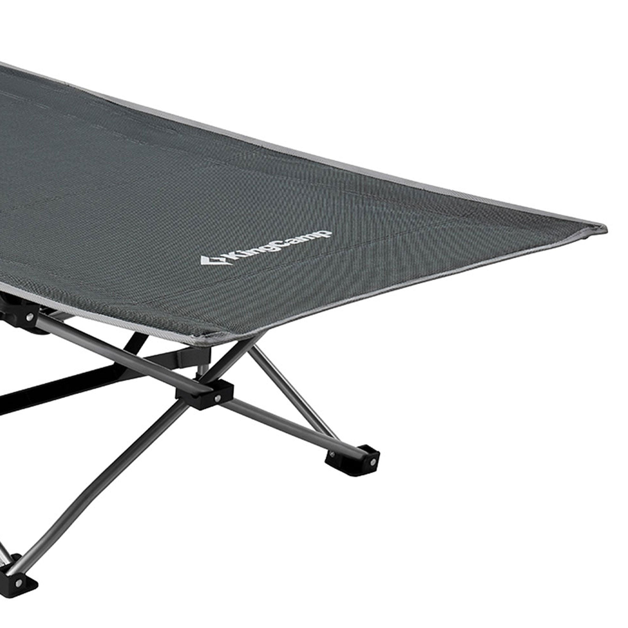 KingCamp Folding Portable Camping Cot w/ Multi Layer Side Pocket, Grey(Open Box) - VMInnovations
