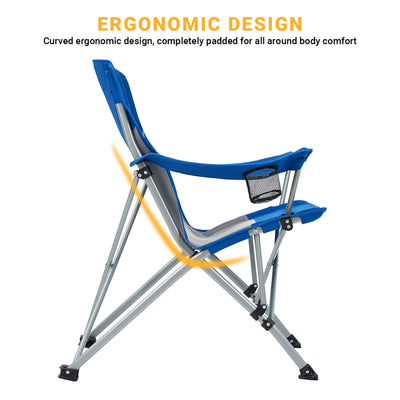 Mesh Oversized Outdoor Camping Chair w/ Cupholder, Blue/Grey (Open Box) - VMInnovations