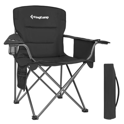 KingCamp Padded Folding Chair w/ Cupholder, Cooler, & Pocket,Black(2 Pack)(Used)