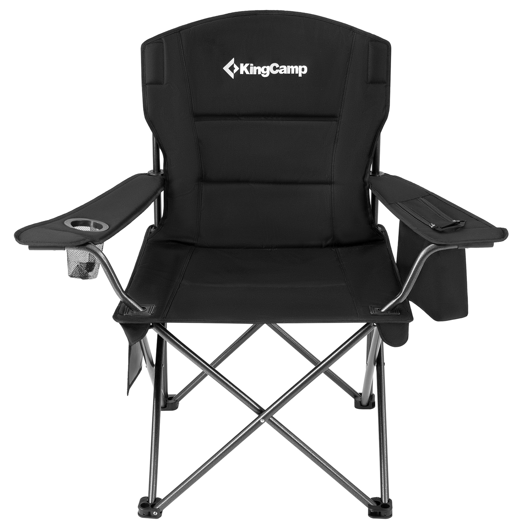 KingCamp Padded Folding Chair w/ Cupholder, Cooler, & Pocket,Black(2 Pack)(Used) - VMInnovations