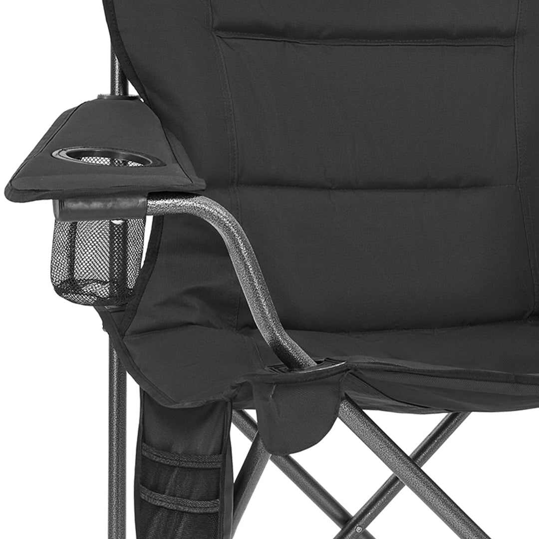 KingCamp Padded Folding Chair with Cupholder, Cooler, and Pocket, Black (2 Pack)