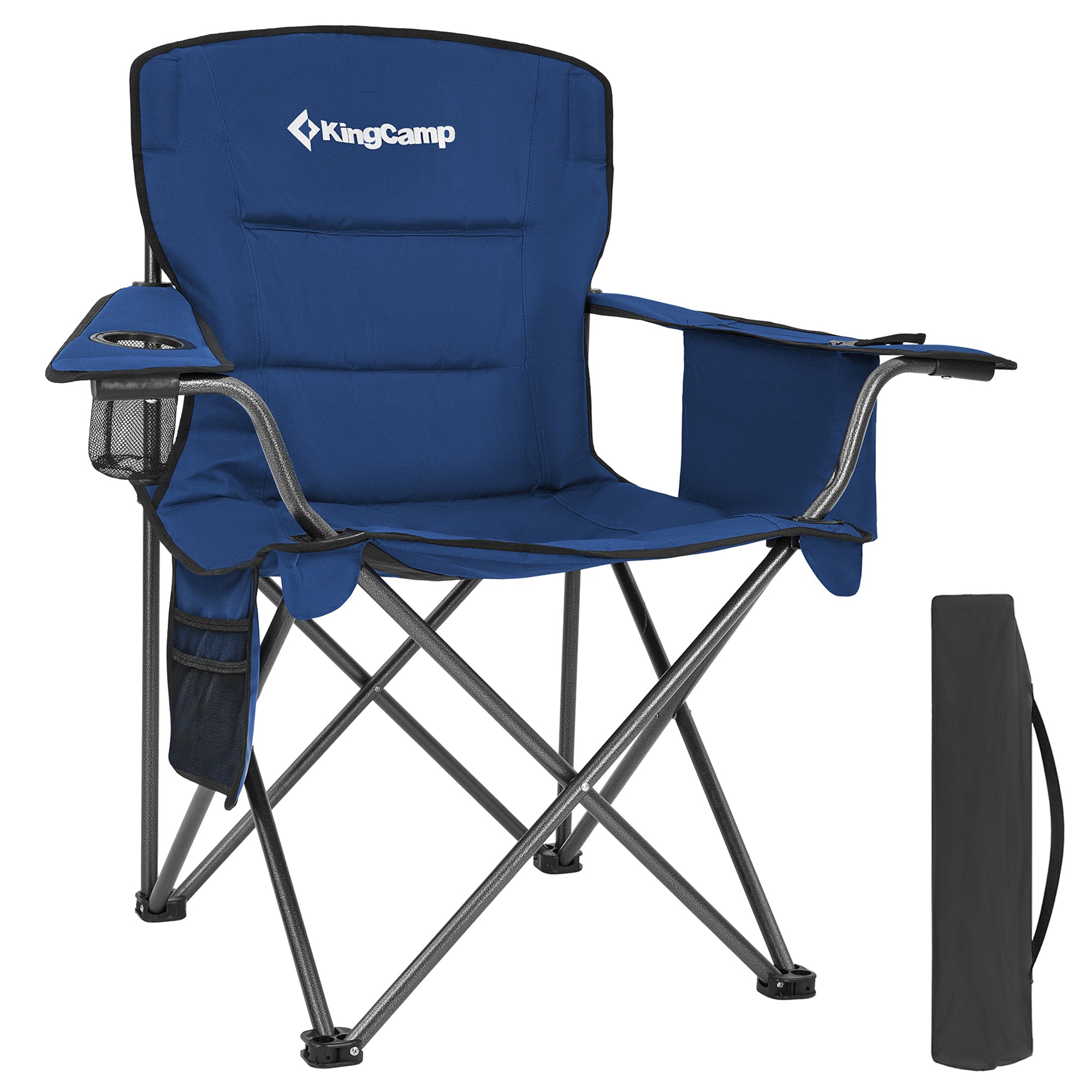 KingCamp Padded Folding Chair with Cupholder, Cooler, and Pocket, Blue (2 Pack) - VMInnovations