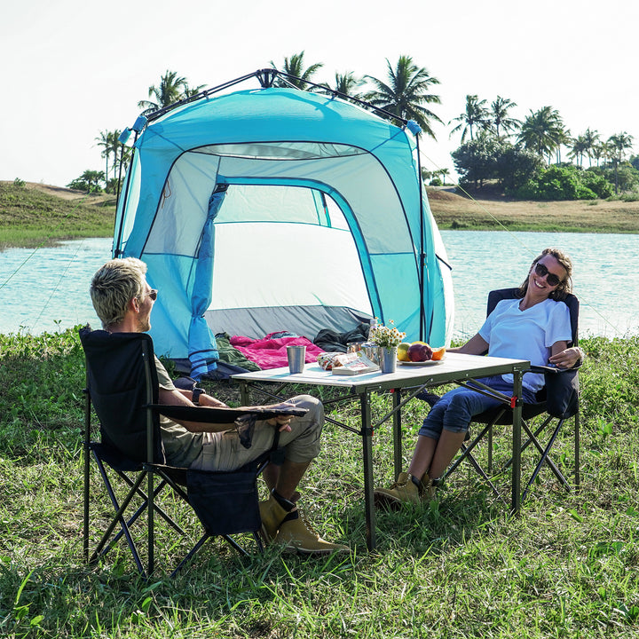 KingCamp Padded Folding Chair w/ Cupholder, Cooler, Blue (2 Pack) (Open Box)