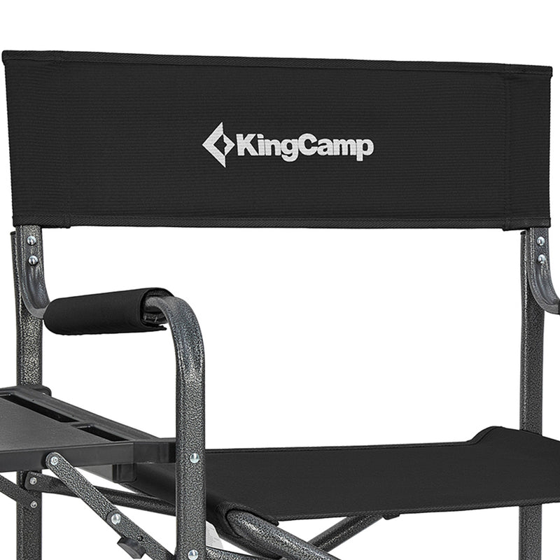 KingCamp Padded Folding Director Chair w/ Side Table & Pockets, Black (Used)