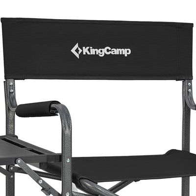 KingCamp Padded Folding Director Chair w/ Side Table & Pockets, Black (Used) - VMInnovations