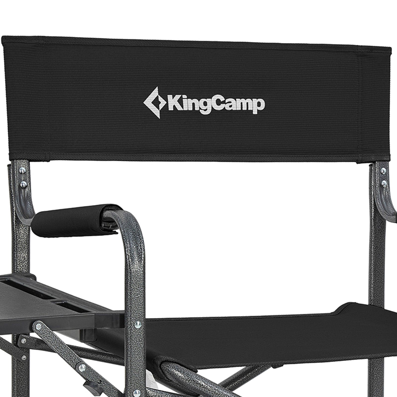 KingCamp Padded Folding Director Chair w/ Side Table & Pockets, Black (Open Box) - VMInnovations