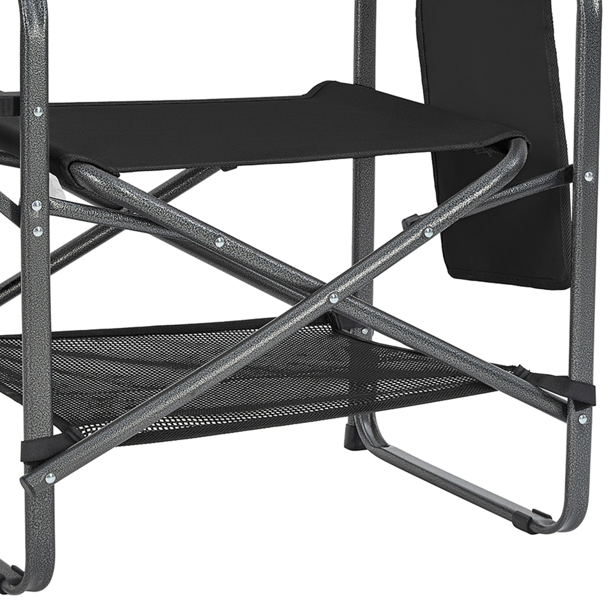 KingCamp Padded Folding Director Chair w/ Side Table & Pockets, Black (Open Box) - VMInnovations