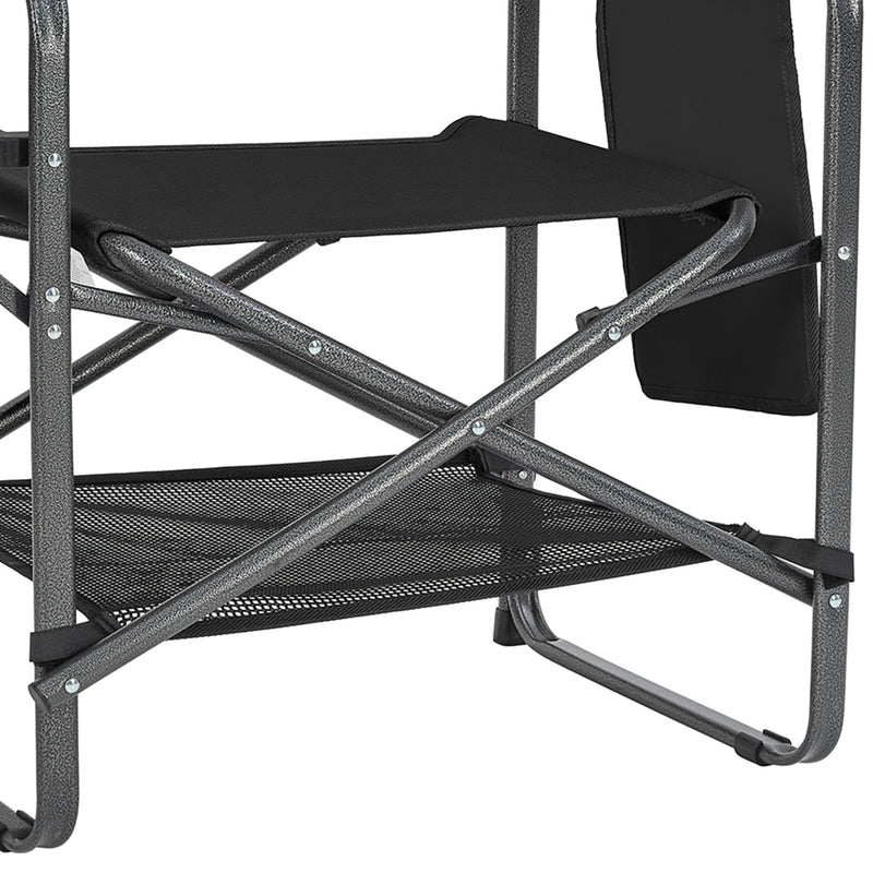 KingCamp Padded Folding Director Chair w/ Side Table & Pockets, Black (Open Box)