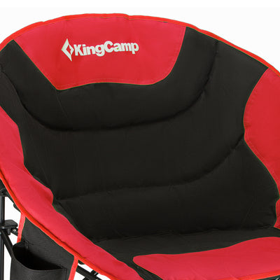 Foldable Saucer Camping Lounge Chair with Cupholder Storage, Black/Red (Used)