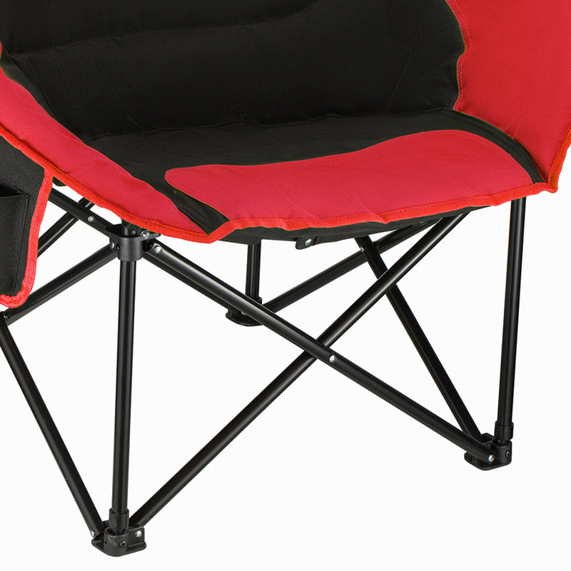 KingCamp Foldable Saucer Camping Lounge Chair w/ Cupholder, Black/Red (Open Box)