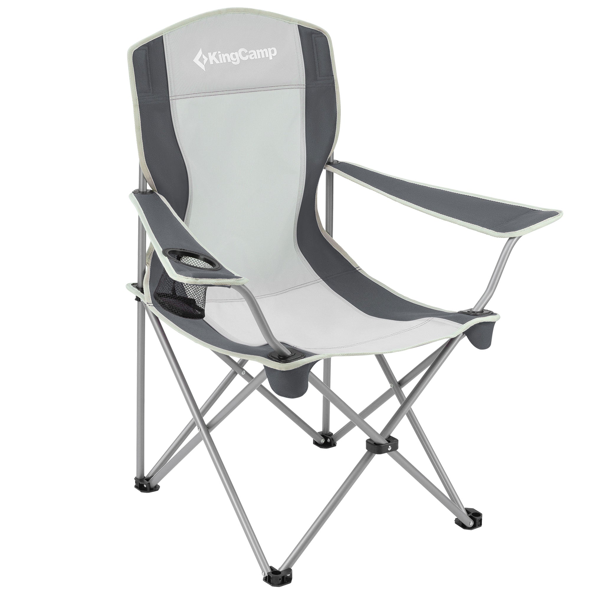 KingCamp Lightweight Folding Chair with Cupholder, Black/Grey (Used) - VMInnovations