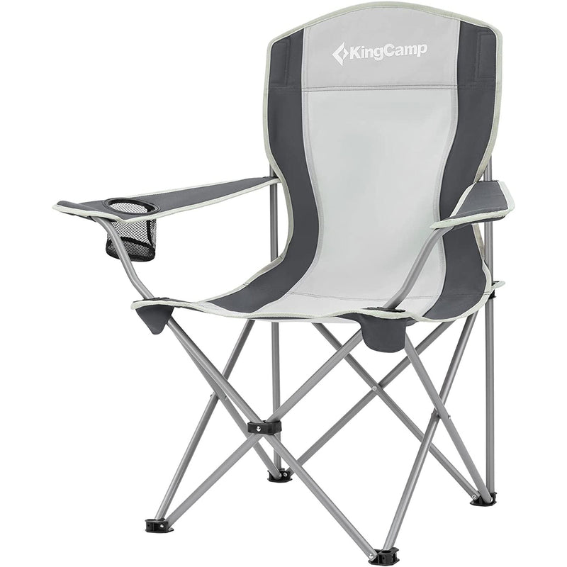 KingCamp Lightweight Folding Outdoor Camping Chair w/ Cupholder, Grey (Open Box)