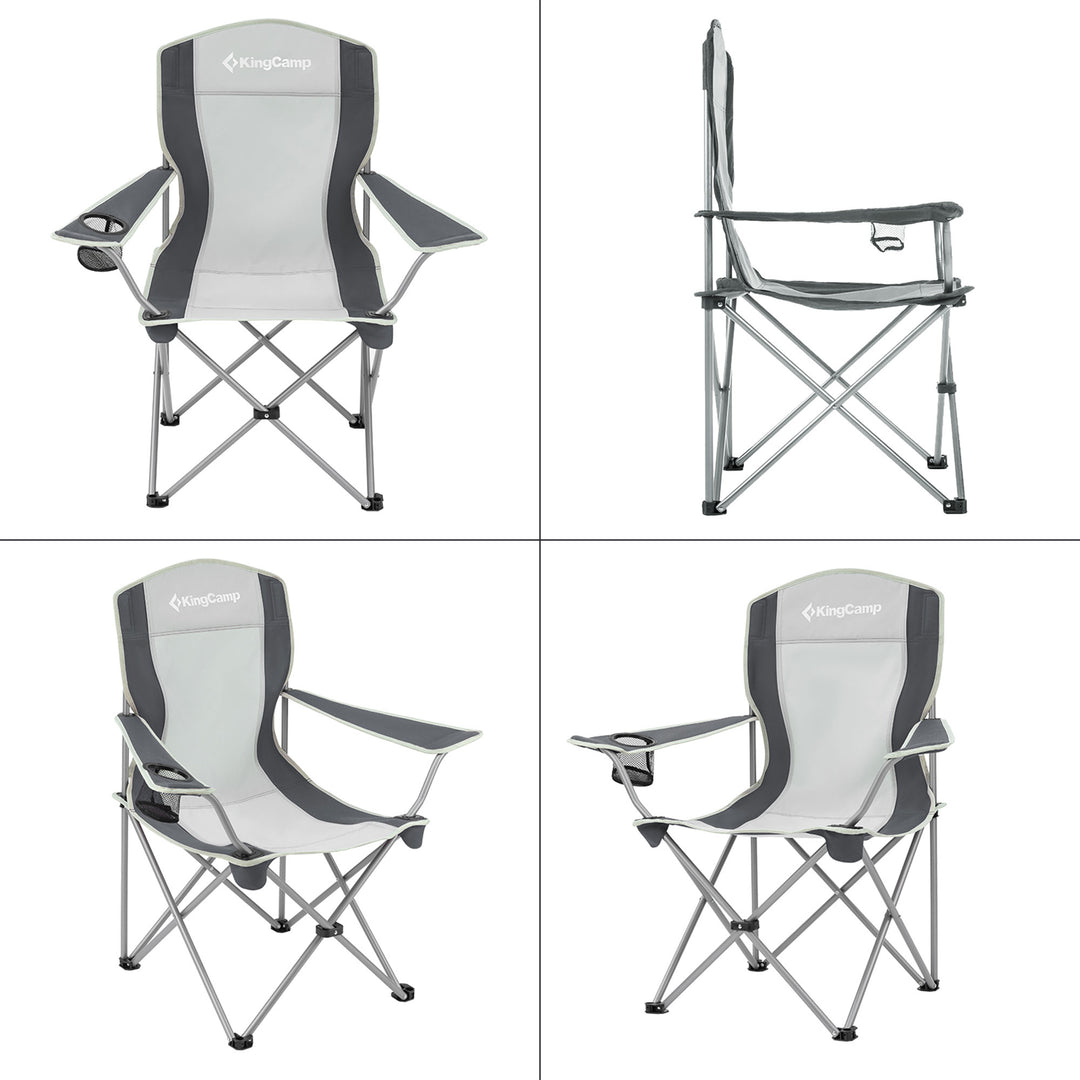 KingCamp Lightweight Folding Chair with Cupholder, Black/Grey (Used)