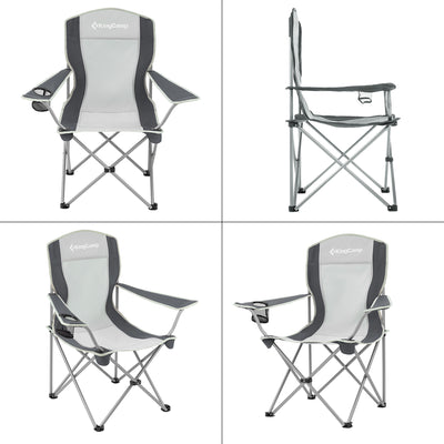 KingCamp Lightweight Folding Outdoor Camping Chair w/ Cupholder, Grey (Open Box)