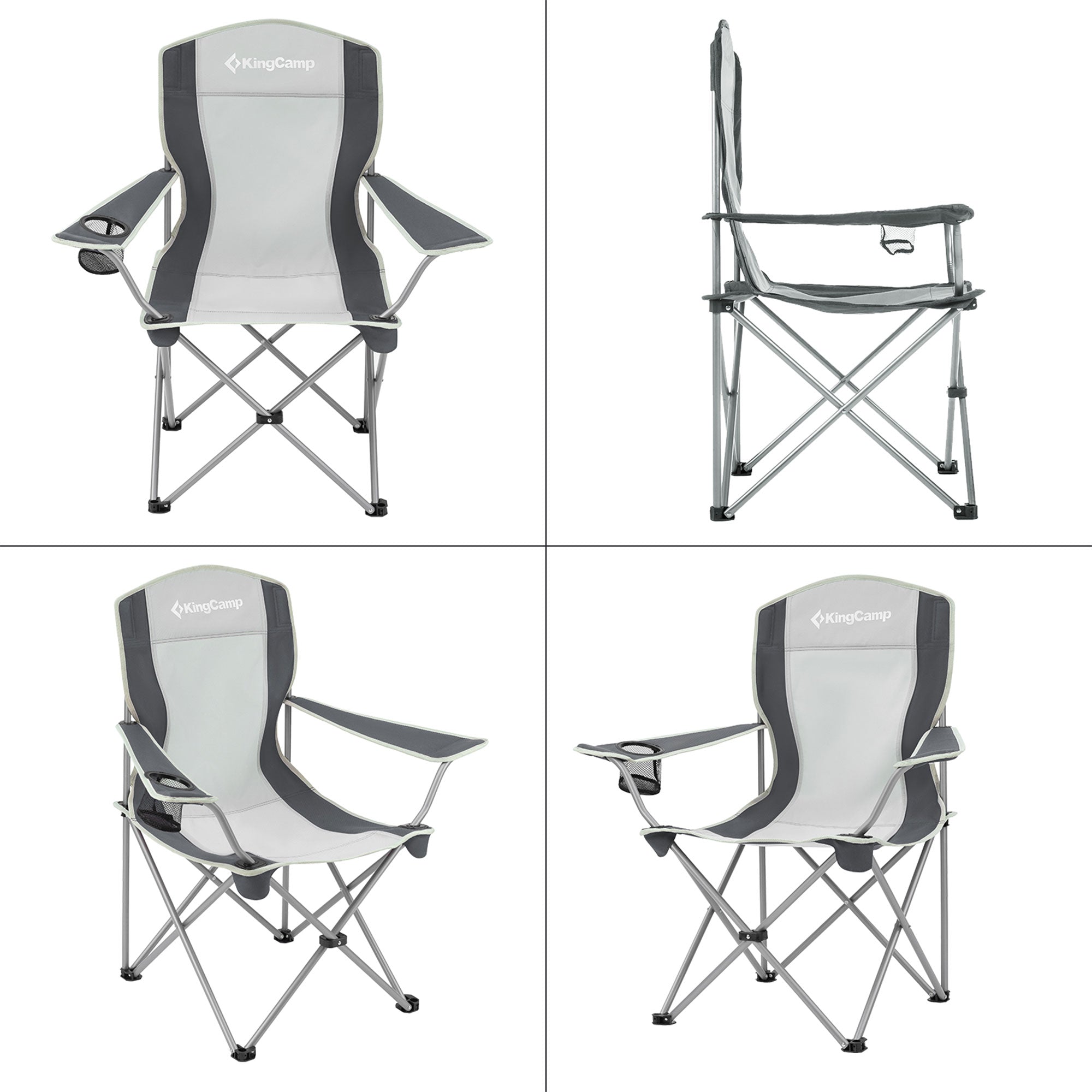 KingCamp Lightweight Folding Chair with Cupholder, Black/Grey (Used) - VMInnovations