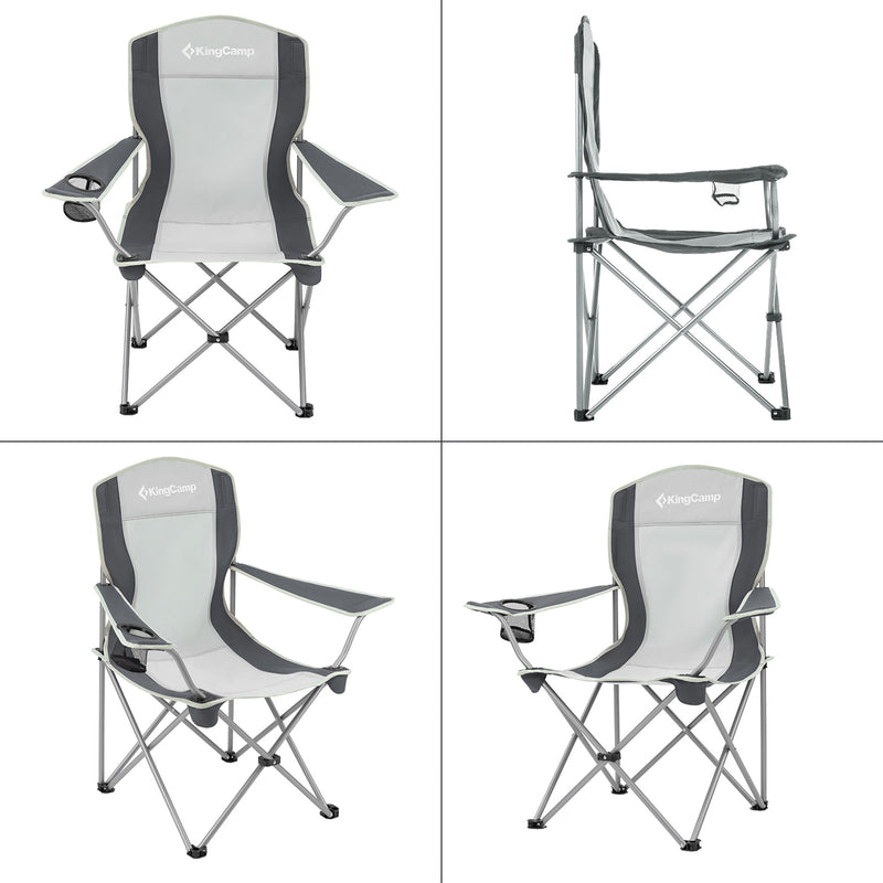 KingCamp Lightweight Folding Outdoor Camping Chair w/ Cupholder, Grey (Open Box)