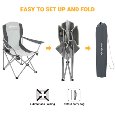 KingCamp Lightweight Folding Outdoor Camping Chair with Cupholder, Black/Grey - VMInnovations
