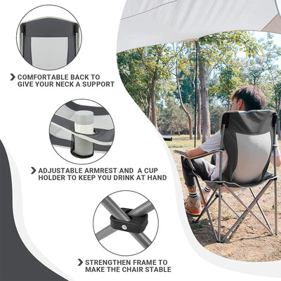 KingCamp Lightweight Folding Outdoor Camping Chair with Cupholder, Black/Grey - VMInnovations