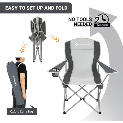 KingCamp Lightweight Folding Outdoor Camping Chair w/ Cupholder, Grey (Open Box)