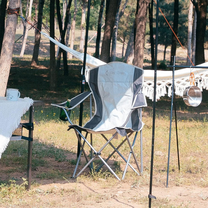 KingCamp Lightweight Folding Chair with Cupholder, Black/Grey (Used)