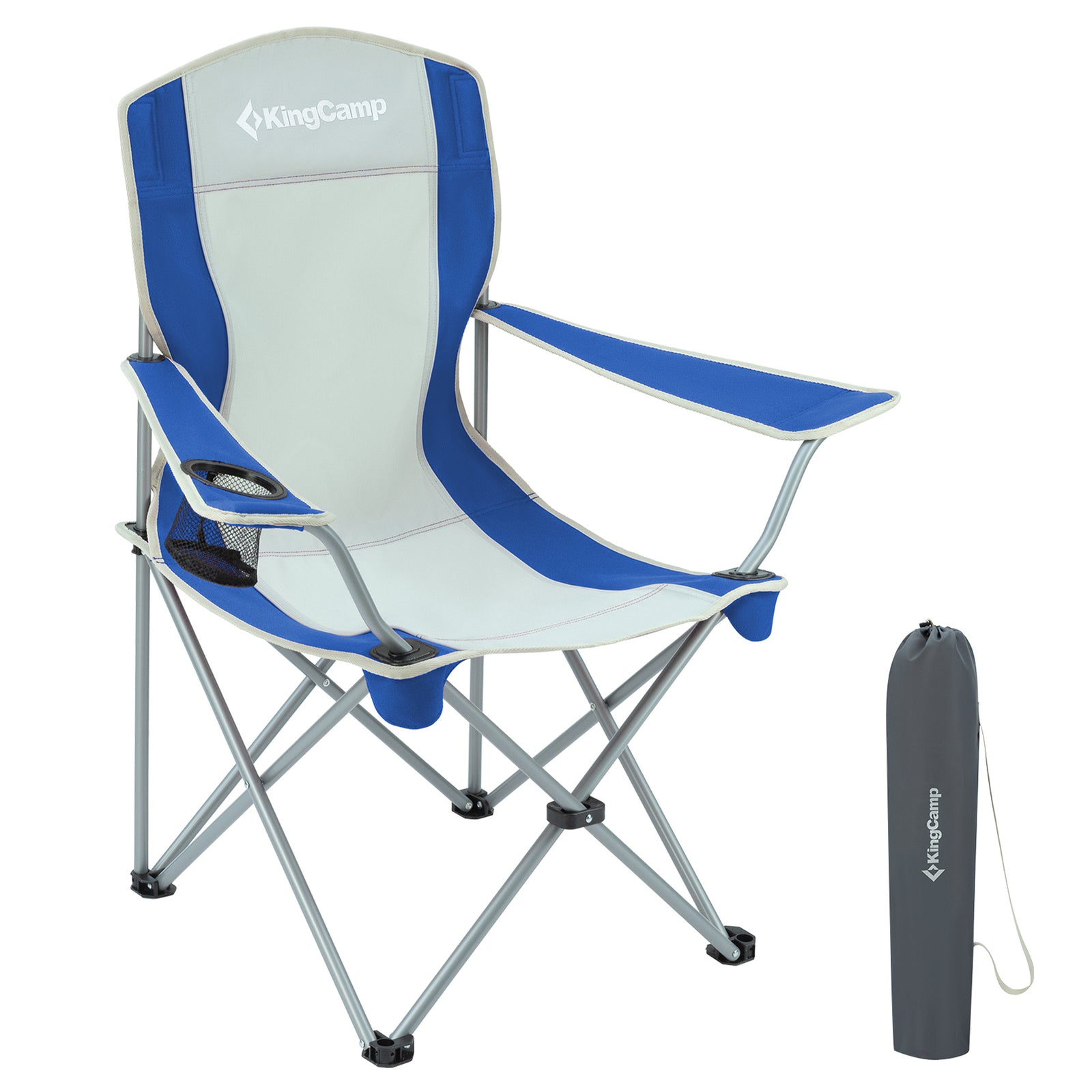 KingCamp Lightweight Folding Camping Chair with Cupholder, Blue/Grey (Used) - VMInnovations