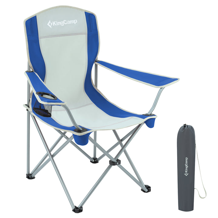 Lightweight Folding Outdoor Camping Chair w/ Cupholder, Blue/Grey (Open Box) - VMInnovations