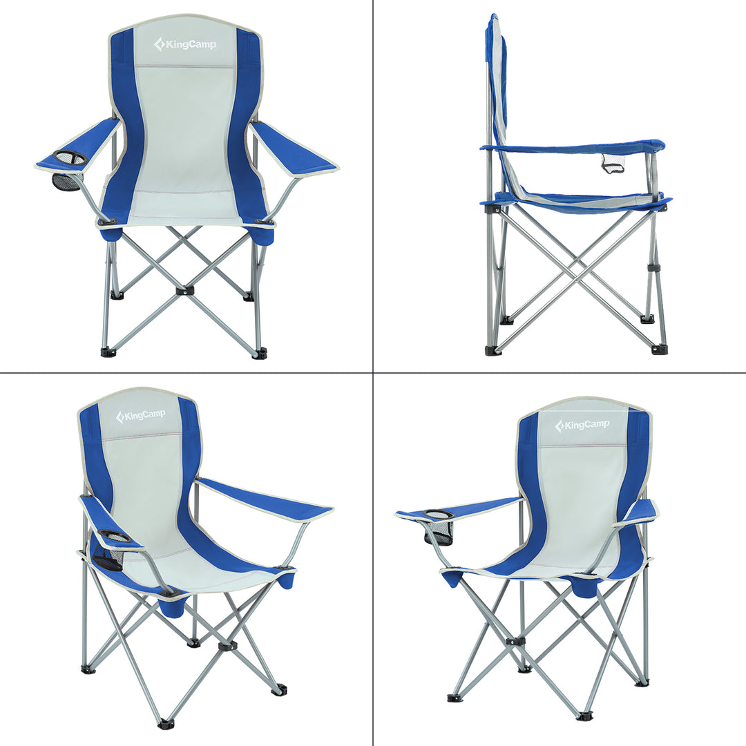 Lightweight Folding Outdoor Camping Chair w/ Cupholder, Blue/Grey (Open Box) - VMInnovations