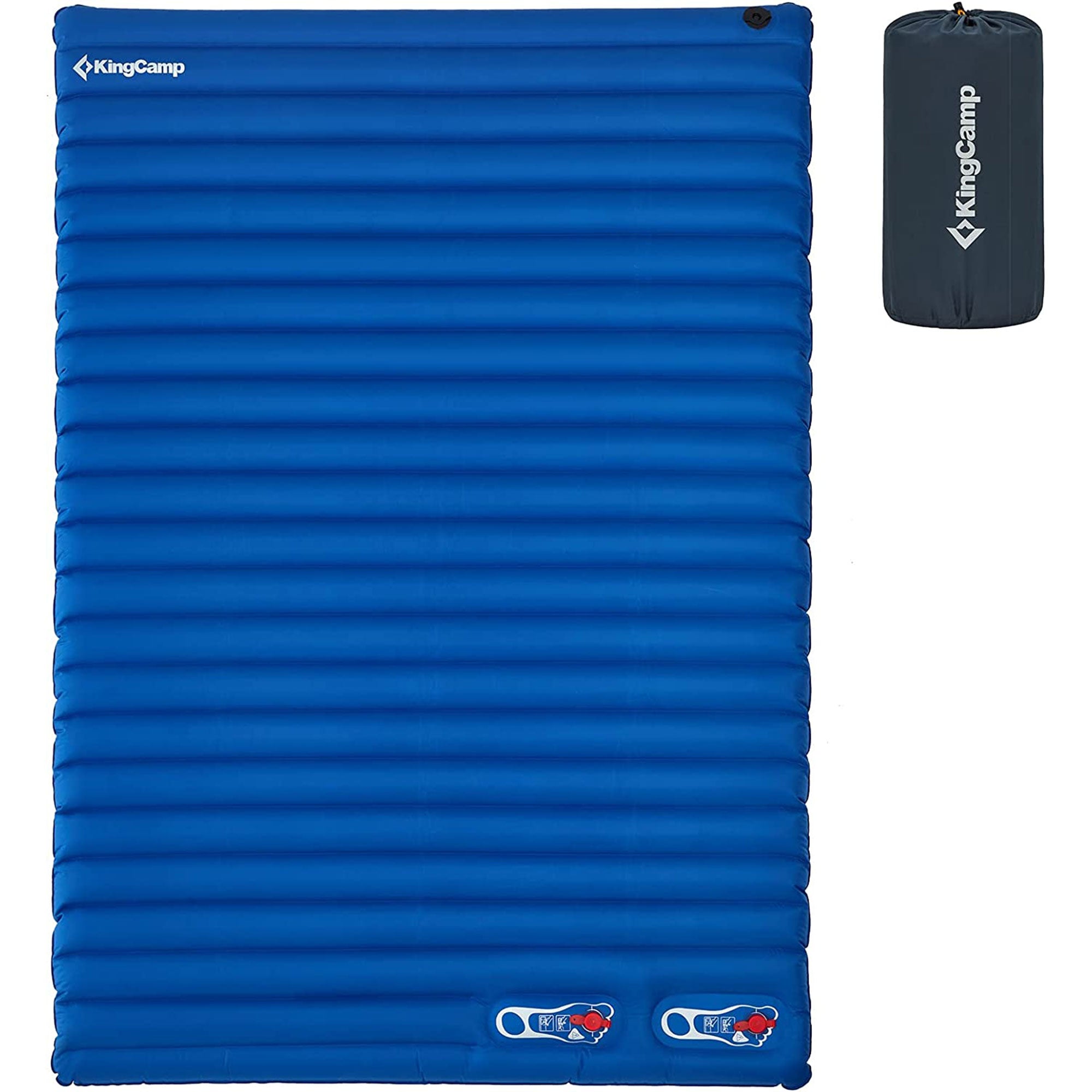 KingCamp 2-Person Sleeping Pad Lightweight Inflatable Air Mat, Blue (Open Box) - VMInnovations