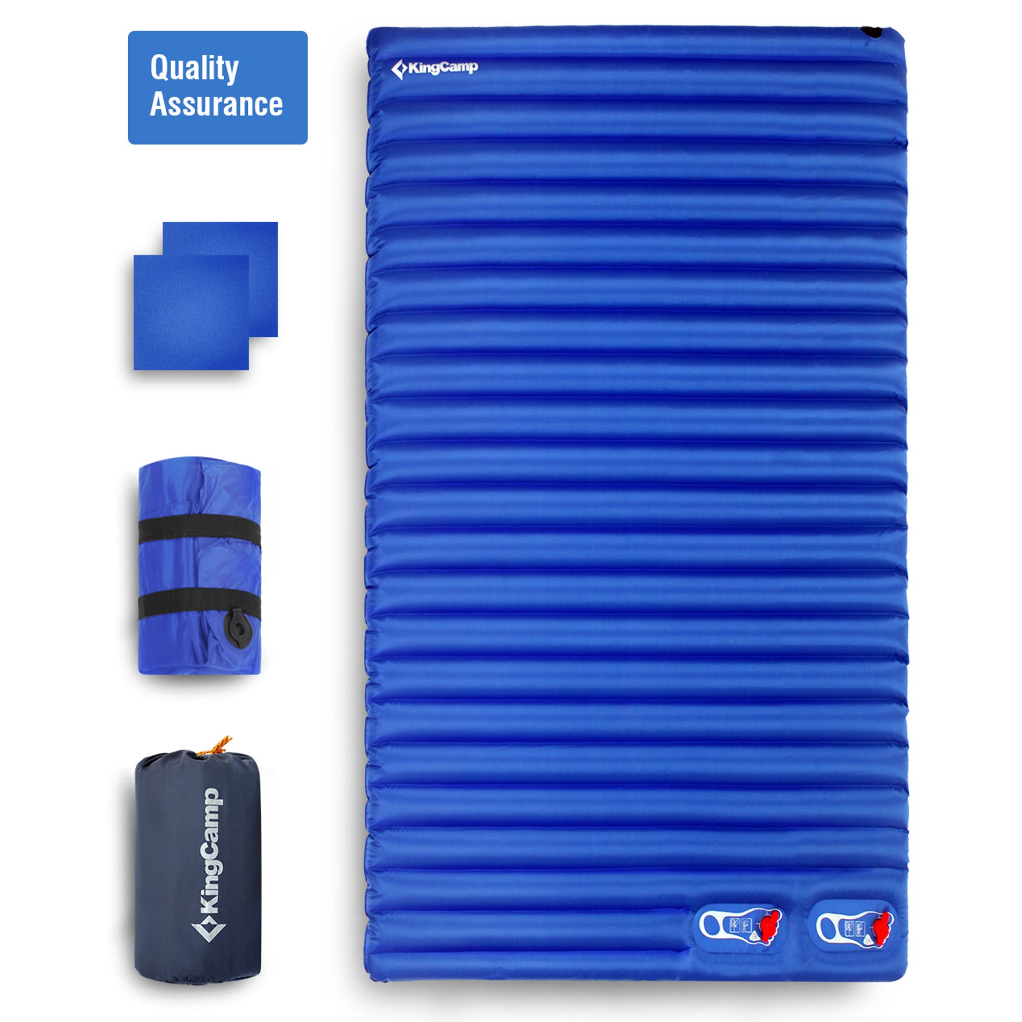 KingCamp 2-Person Double Sleeping Pad Lightweight Inflatable Air Mat, Blue - VMInnovations