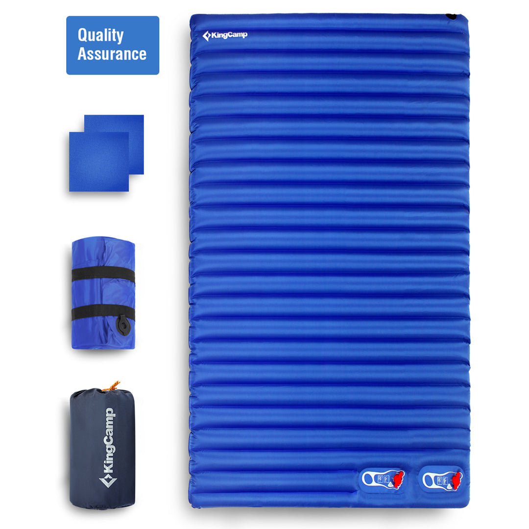KingCamp 2-Person Double Sleeping Pad Lightweight Inflatable Mat, Blue (Used)