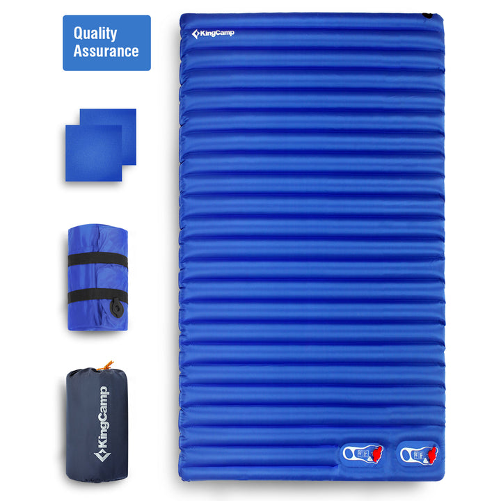KingCamp 2-Person Double Sleeping Pad Lightweight Inflatable Mat, Blue (Used) - VMInnovations
