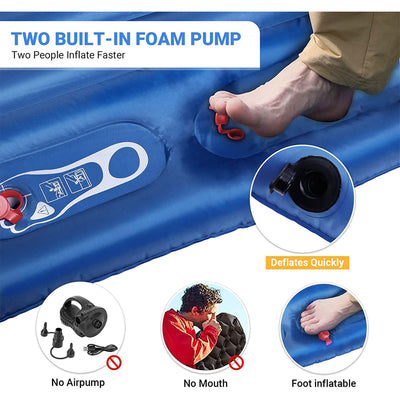 KingCamp 2-Person Sleeping Pad Lightweight Inflatable Air Mat, Blue (Open Box) - VMInnovations